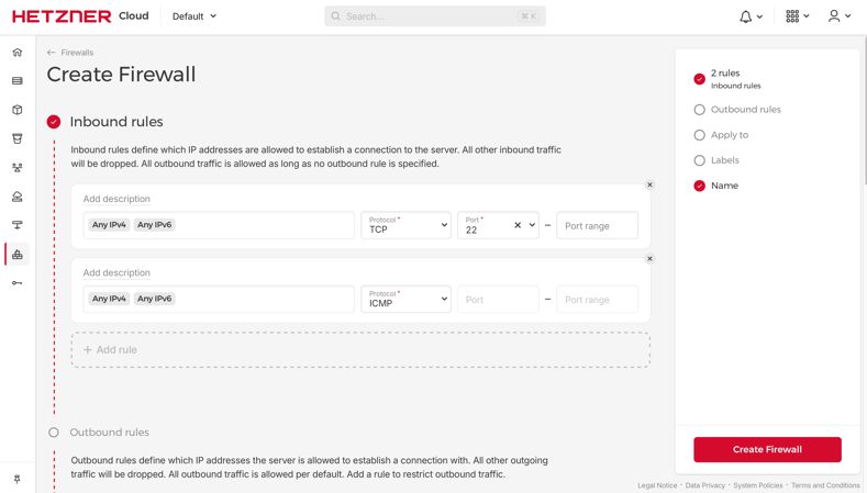 hetzner: firewall